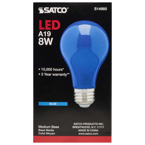 Satco S14985 8A19/BLUE/LED/E26/120V