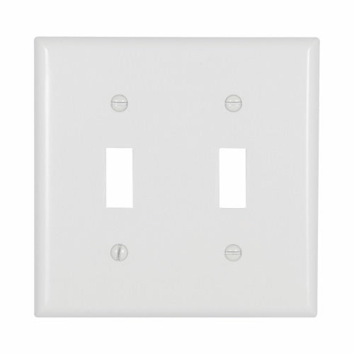 Eaton Cooper Wiring Toggle Wallplate, White 2 Gang (White, 2 Gang)