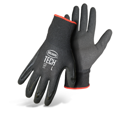 Boss Tech® Polyester Shell With Foam Nitrile Palm (Medium, Black)