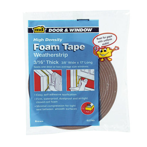 M-D 3/8 W x 3/16 T x 17' L Brown Foam Weatherstrip Tape