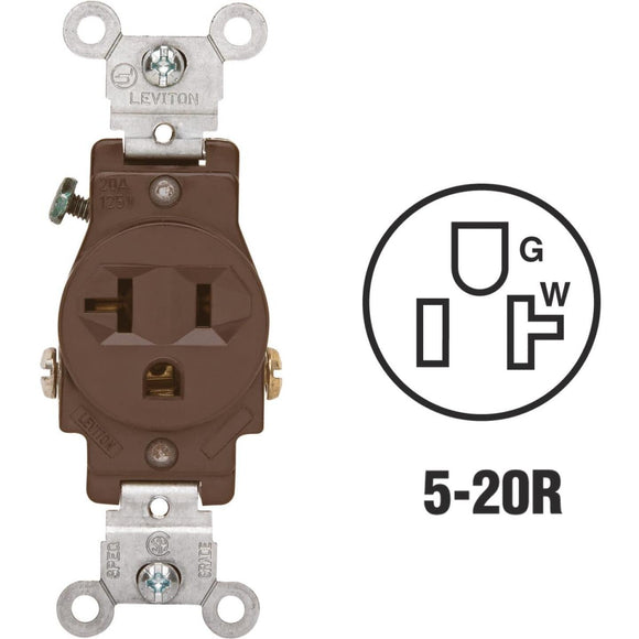 Leviton 15A Brown Commercial Grade 5-20R Shallow Single Outlet